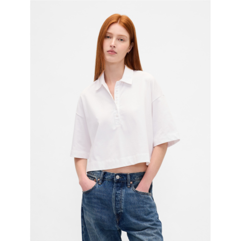 Gap Organic Cotton VintageSoft Heavyweight Crop Polo Shirt