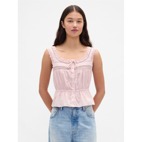Gap Lace-Trim Peplum Top