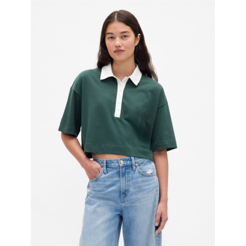 Gap Organic Cotton VintageSoft Heavyweight Crop Polo Shirt