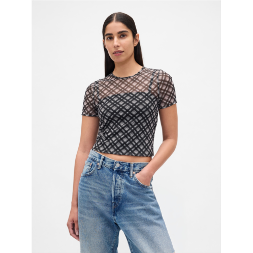 Gap Mesh Crop T-Shirt