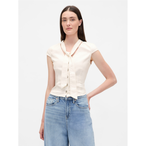 Gap Denim Tie-Neck Crop Top