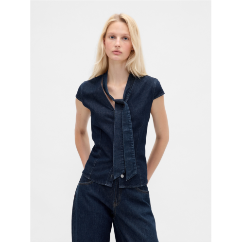 Gap Denim Tie-Neck Top