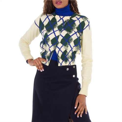 Burberry argyle-intarsia cropped cotton jumper