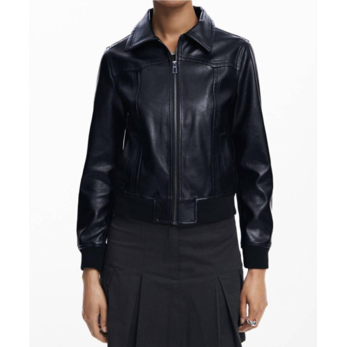 Desigual faux leather biker jacket in black