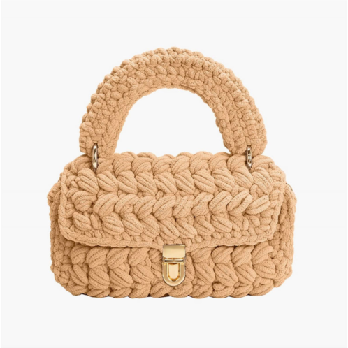Melie Bianco womens avery chenille crossbody bag in biscuit