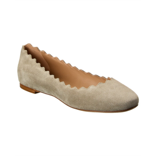 chloe lauren scalloped suede ballerina flat