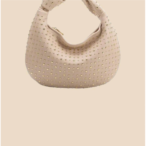 Melie Bianco womens brigitte large studded shoulder bag in bone