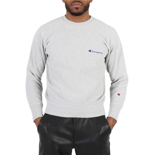 Champion silver grey reverse weave script logo crew sweatshirt
