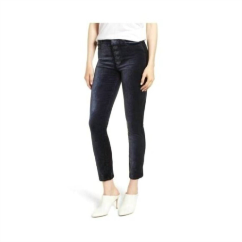 Paige hoxton ankle midnight slate velvet exposed buttons fly skinny jeans in blue