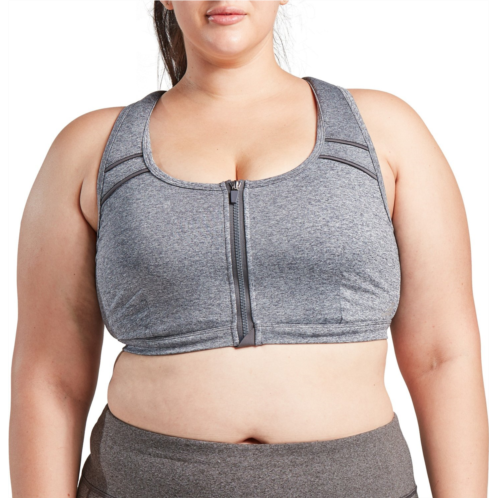 BCG Womens High Support Zip-Front Plus Size Sports Bra