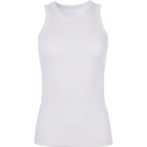 BCG Womens Sign High Neck Solid Rib Tank Top Bright White
