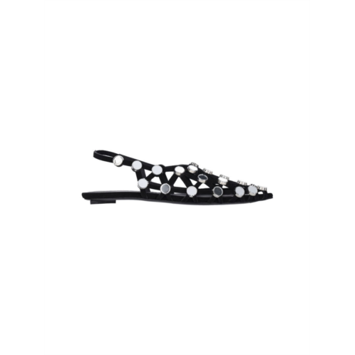 The Attico grid slingback ballerinas with studs black