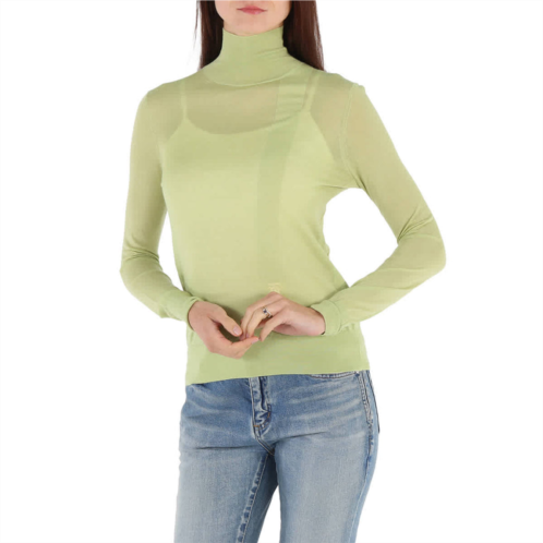 Burberry ladies mist green monogram-embroidered knitted jumper