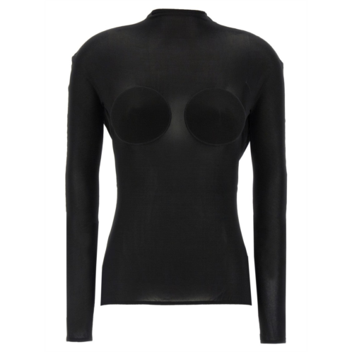 Jean Paul Gaultier semi-transparent black jersey cone sweater