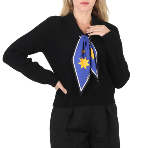 Burberry ladies black scarf detail wool sweater