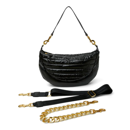 THINK ROYLN womens elton hobo crossbody bag in pearl black w/ gold