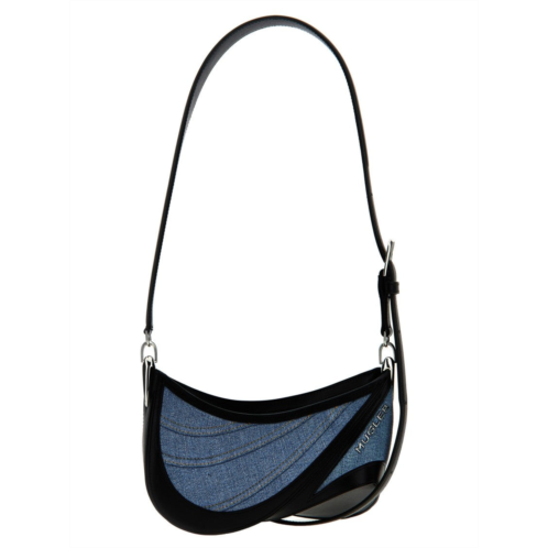 Mugler small denim spiral curve 01 shoulder bag