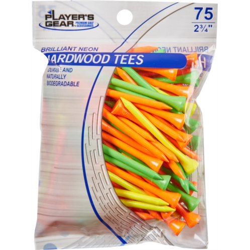 Players Gear 2-3/4 in Mixed Fluorescent Hardwood Golf Tees 75-Pack