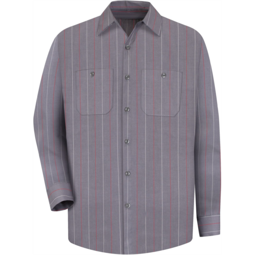 Red Kap Mens Long Sleeve Industrial Stripe Work Shirt