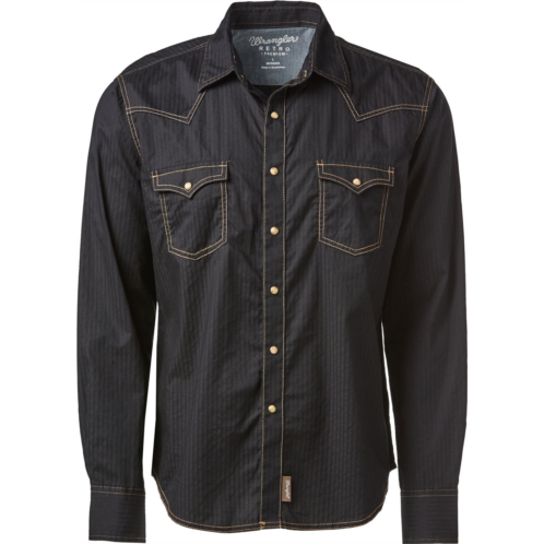 Wrangler Mens Retro Premium Long Sleeve Snap Shirt Jean Blue