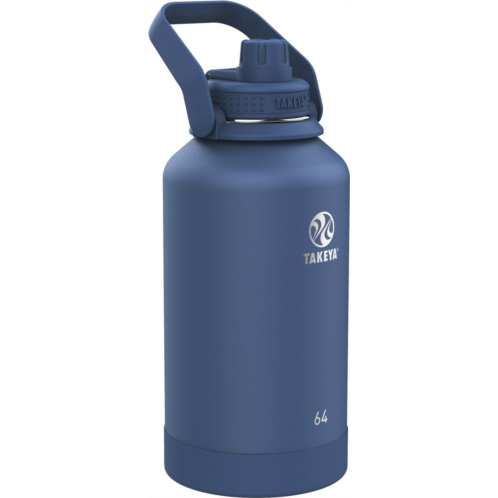 Takeya Actives Insulated Spout Lid 64 oz Wide Handle Water Bottle Blue Dark 01