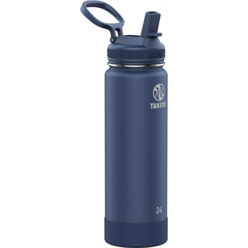 Takeya Actives Insulated Straw Lid 24 oz Water Bottle Blue Dark 01