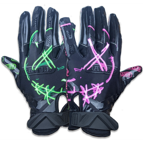 Battle Adults Nightmare 2.0 Football Gloves Black / Bright Green