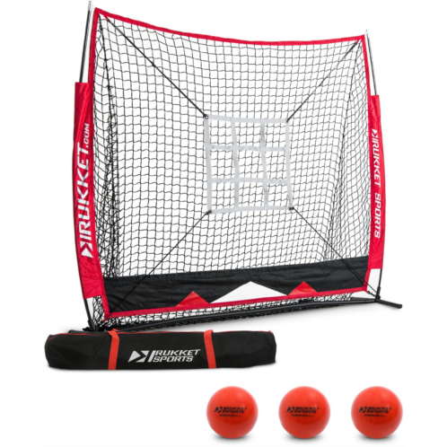 Rukket Sports 5 ft x 5 ft Baseball/Softball Net with 3 Weighted Balls and Strike Zone Target