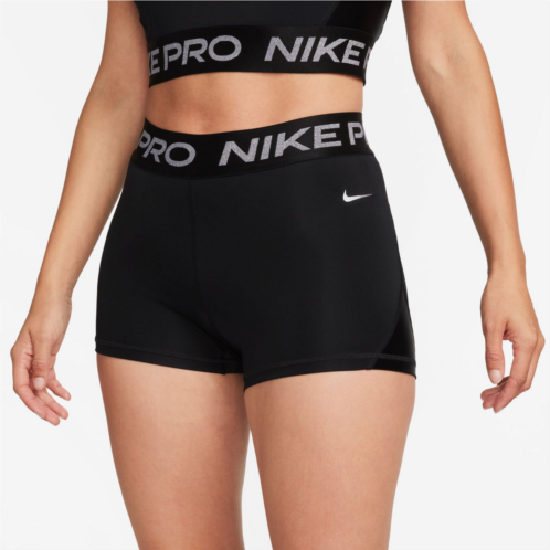 Nike Womens Pro Mid-Rise Shine Shorts 3 in