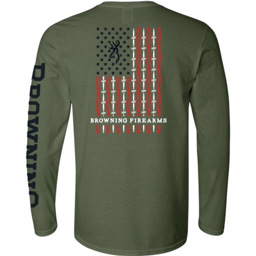 Browning Mens Rifle Bullet Flag Long Sleeve T-shirt