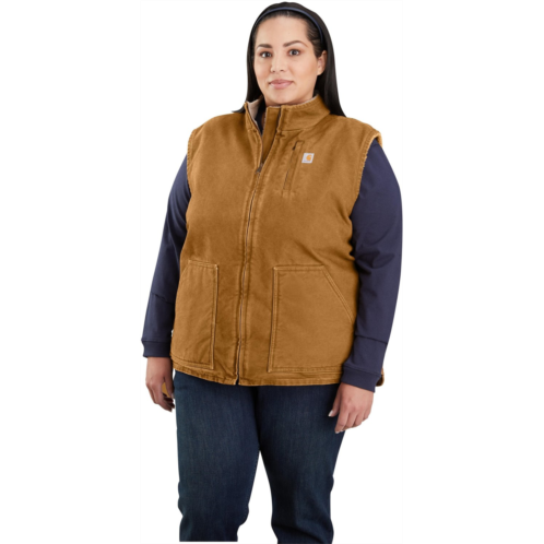 Carhartt Womens Relaxed Fit Washed Duck Lined Mock Neck Plus Size Vest