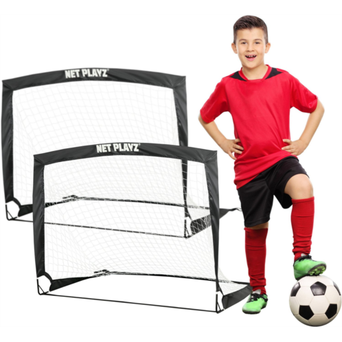 NetPlayz 4 ft x 3 ft x 3 ft Instant Pop-Up Portable Soccer Goals 2-Pack