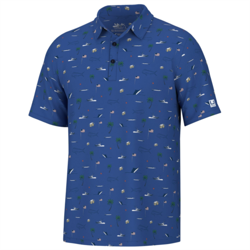 Huk Mens Pursuit Beach Freedom Print Polo