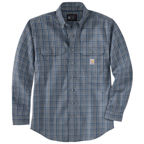 Carhartt Mens Flame-Resistant Force Rugged Flex Loose Fit Midweight Twill Plaid Shirt