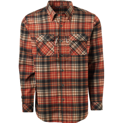 Magellan Outdoors Mens Pecos Ridge Long Sleeve Flannel Shirt Blue Fog/Mineral Red Plaid