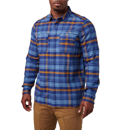 5.11 Tactical Mens Lester Heavy Weight Flannel Plaid Long Sleeve Shirt Blue Mussel Plaid