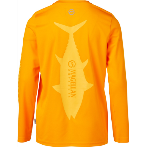 Magellan Outdoors Boys FishGear Casting Crew Fish Print Long Sleeve T-shirt Yellow