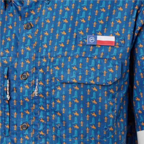 Magellan Outdoors Mens HLSR Rodeo Print Button Down Shirt Rodeo Blue Print