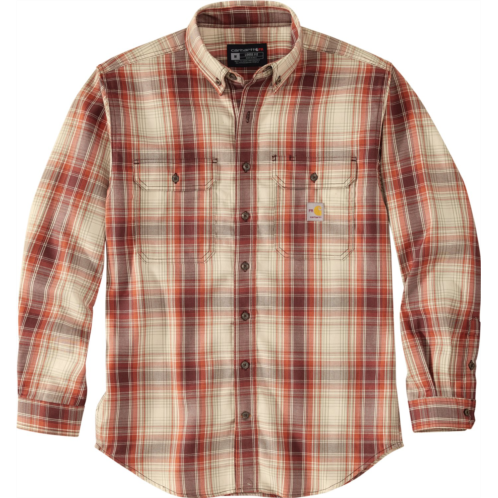 Carhartt Mens Flame-Resistant Force Rugged Flex Loose Fit Midweight Twill Plaid Shirt Brown