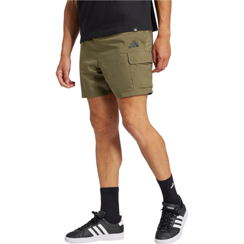 adidas Mens Essentials Small logo Cargo Chelsea Shorts 7 in Olive Strata / Black