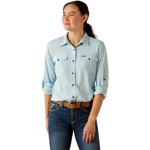 Ariat Womens Rebar Made Tough VentTEK DuraStretch Long Sleeve Work Shirt Brown