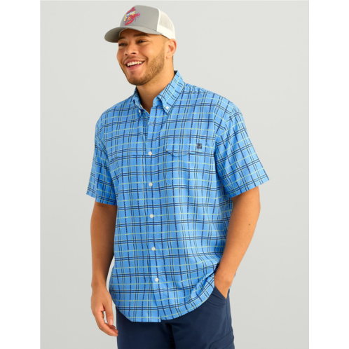 Huk Mens Tide Point Printed Short Sleeve Shirt Medium Blue