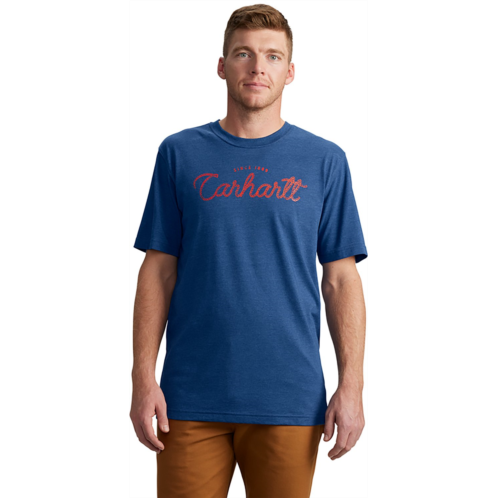 Carhartt Mens RF LW Script Graphic Short Sleeve T-shirt Deep Ocean Heather