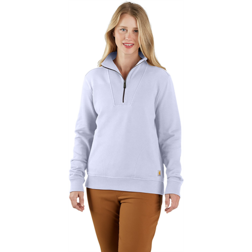 Carhartt Womens TENCEL Fiber Series Relaxed Fit 1/2 Zip Sweatshirt Oat Milk