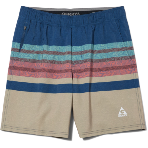 Gerry Mens Heather Stripe Swim Shorts 9 in Dark Charcoal