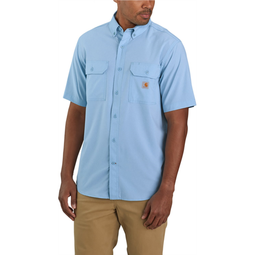 Carhartt Mens Force Relaxed Solid Button Down Short Sleeve Shirt Orange Light 01