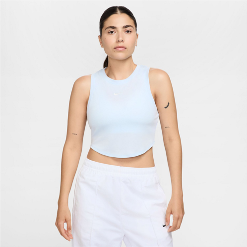 Nike Womens Sportswear Essentials Ribbed Cropped Tank Top Black / Sail