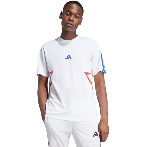 adidas Mens Tiro Colorblock T-shirt White / Pure Ruby / Semi Lucid Blue