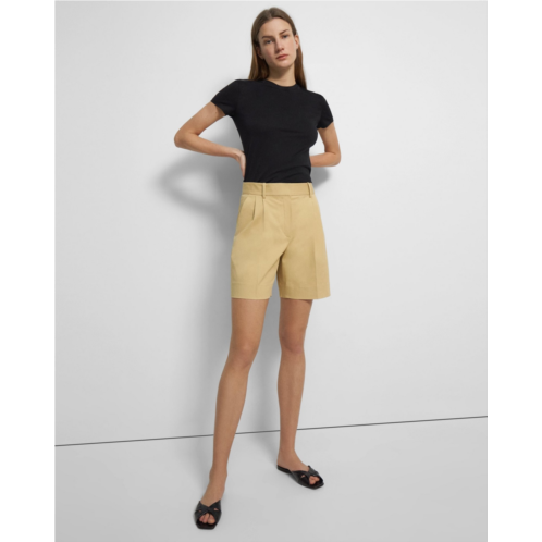 Theory Pleated Short in Stretch Cotton Twill