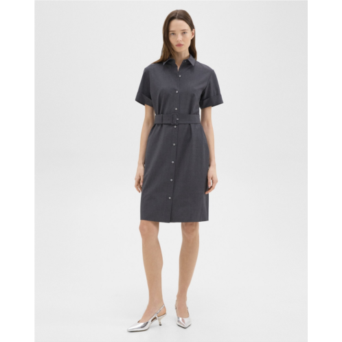 Theory Belted Shirt Dress in Good Wool